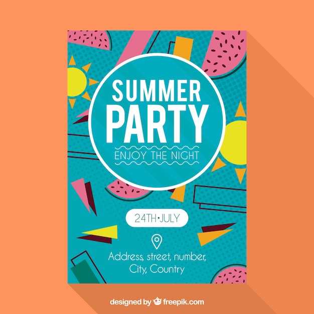 Free vector summer party memphis brochure