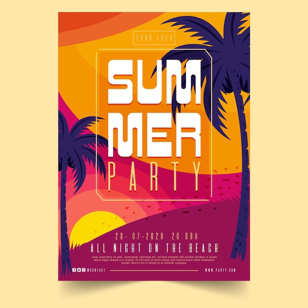 Free vector summer party poster concept