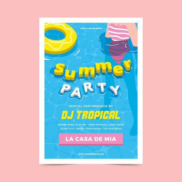 Summer party poster in flat design