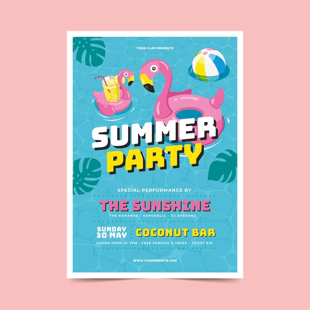 Summer party poster in flat design