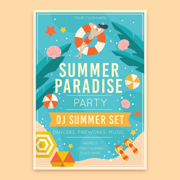 Summer party poster in flat design