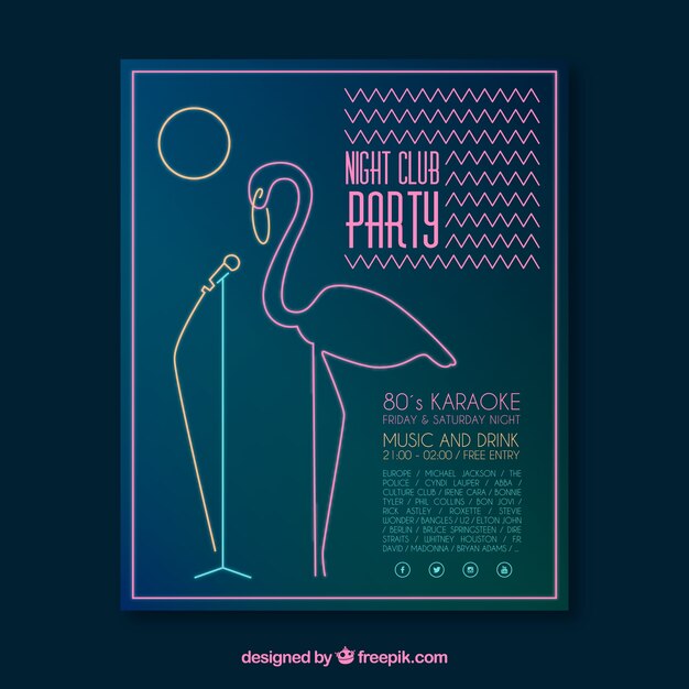 Summer party poster in flat style