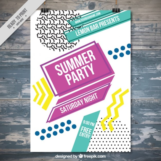 Free vector summer party poster template in abstract style