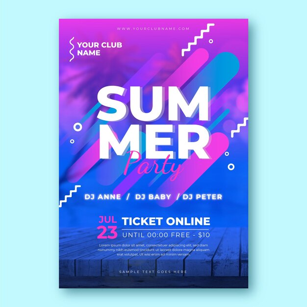 Summer party poster template concept