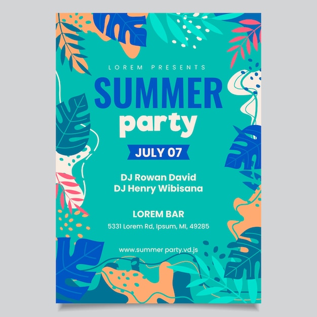 여름 파티 포스터 템플릿 개념