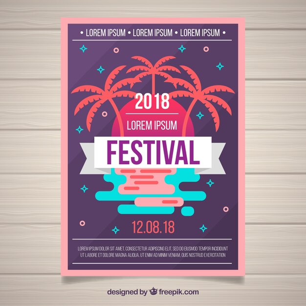 Free vector summer party poster template with flat design