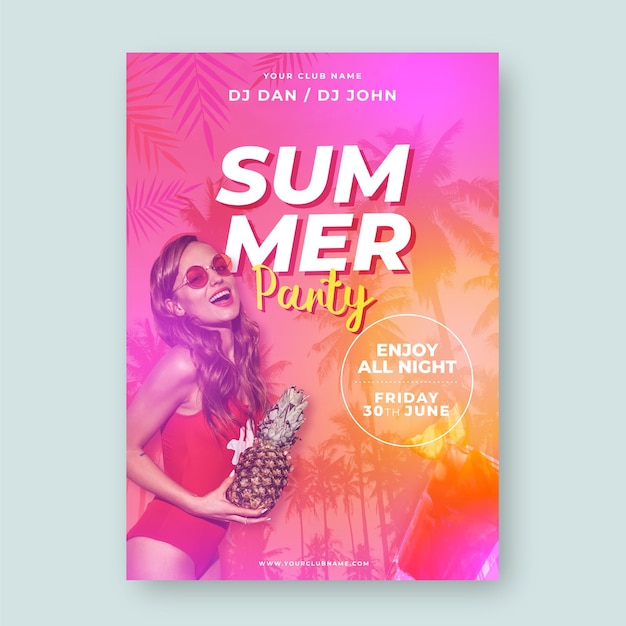 Summer party poster template with picture