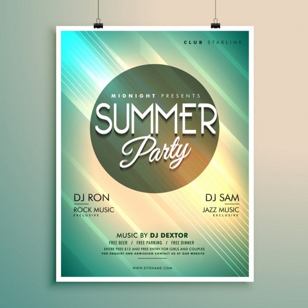 Free vector summer party poster template