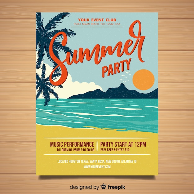 Free vector summer party poster template