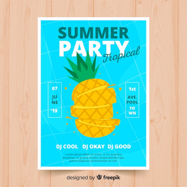 무료 벡터 여름 파티 포스터 템플릿