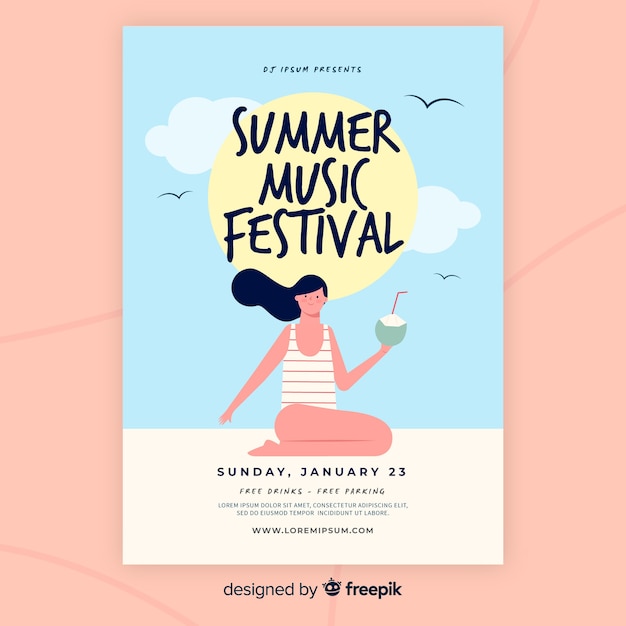 Free vector summer party poster template