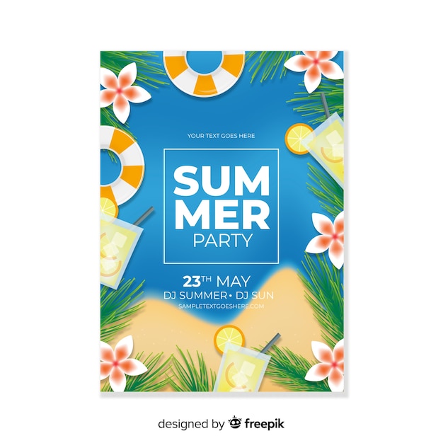 Free Vector | Summer party poster template concept