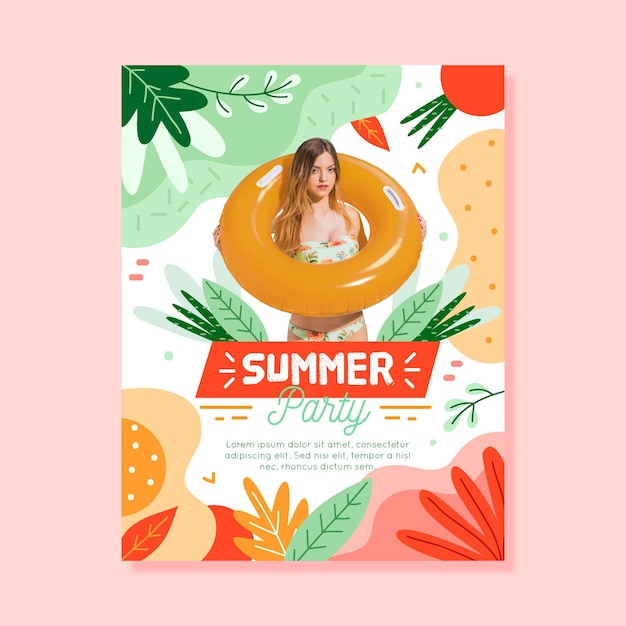 Free vector summer party poster template