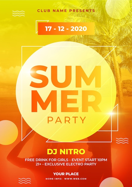 Free vector summer party poster template