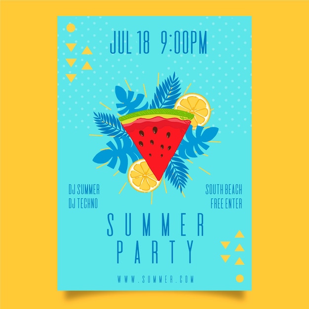 Free vector summer party poster template