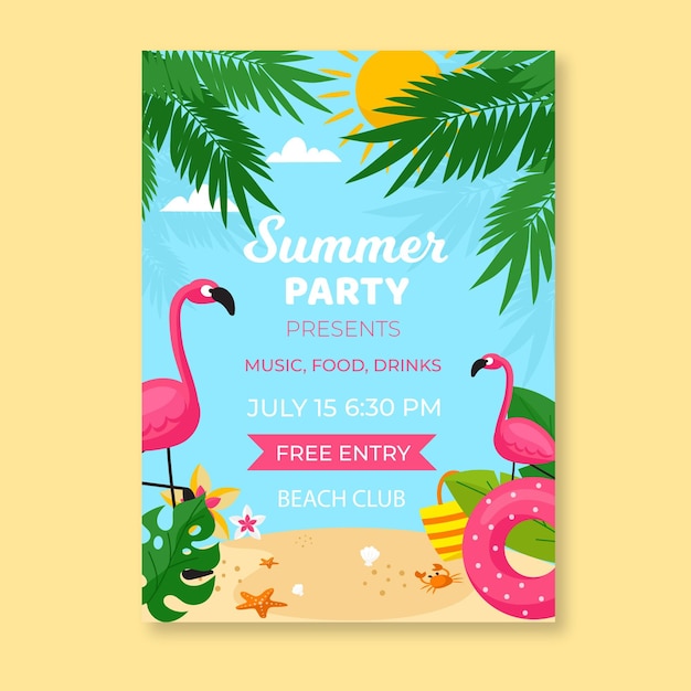 Free vector summer party poster template