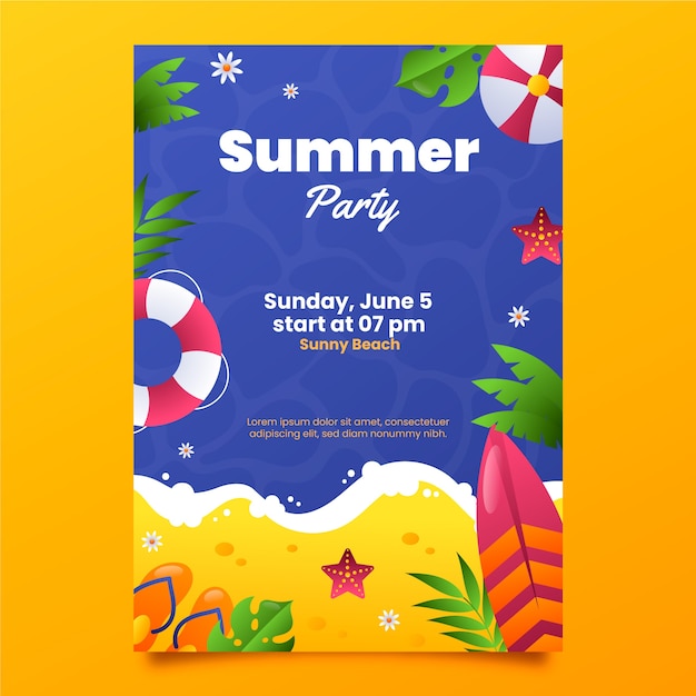 Лето шаблон плакат партии
