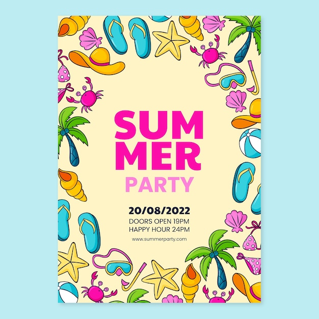 Free vector summer party poster template