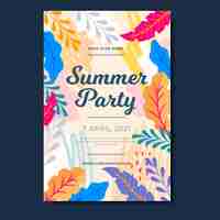 Free vector summer party poster with colorful leaves