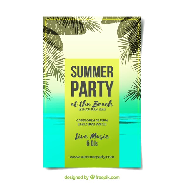 Free vector summer party poster with hand drawn style