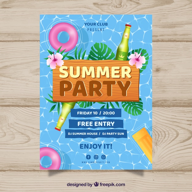 Free vector summer party poster