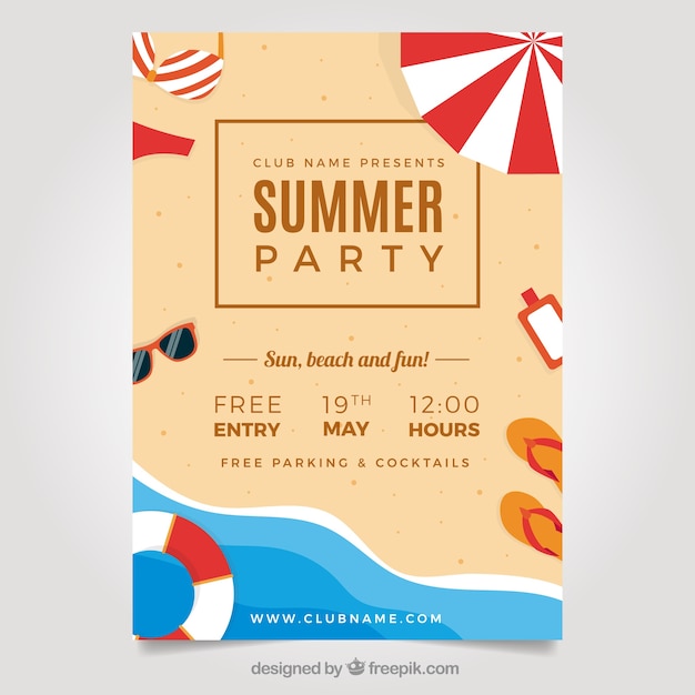 무료 벡터 여름 파티 포스터