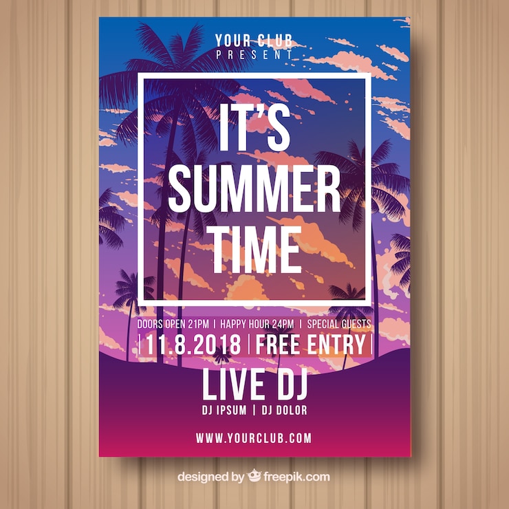 Free Vector summer party poster 