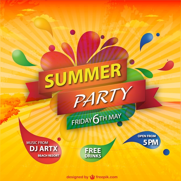 Summer party sunburst colorful background