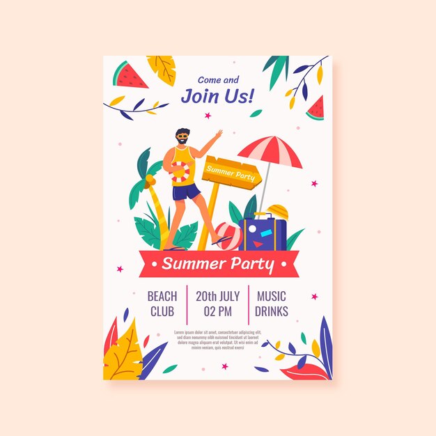 Summer party vertical poster template