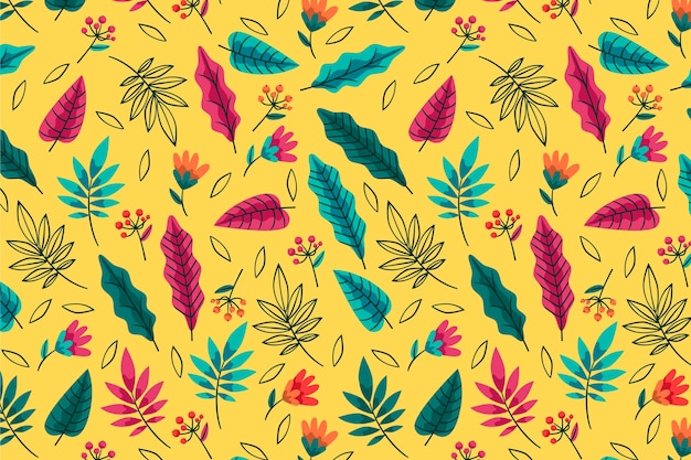 Summer pattern background types of leaves