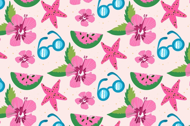 Free vector summer pattern background for zoom concept