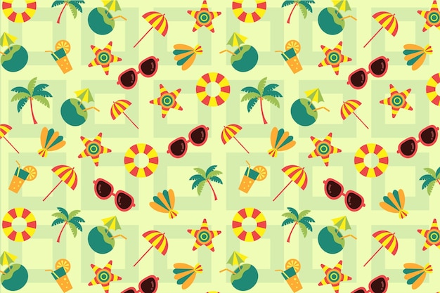 Free vector summer pattern background for zoom