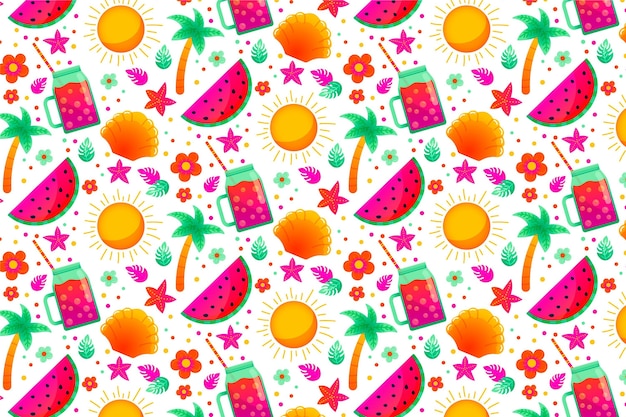 Free vector summer pattern background for zoom