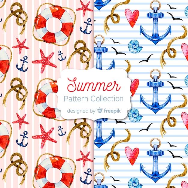 Sea Anchors Vector Seamless Pattern. Different Ship Armature Types