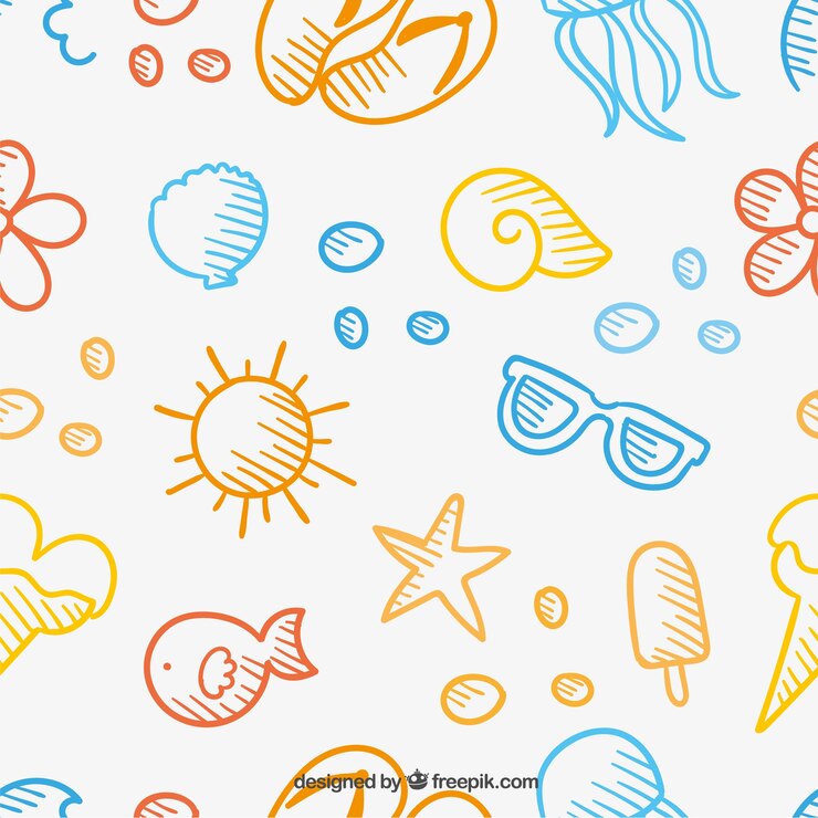 Free Vector summer pattern in hand drawn style
