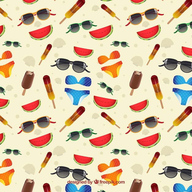 Summer pattern with beach elements