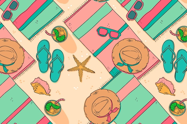 Free vector summer pattern with beach