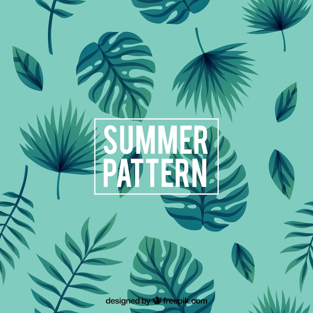 Summer pattern with decorative palm leaves