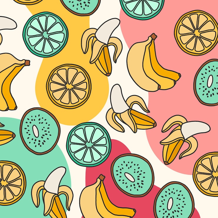 Free Vector summer pattern with fruits