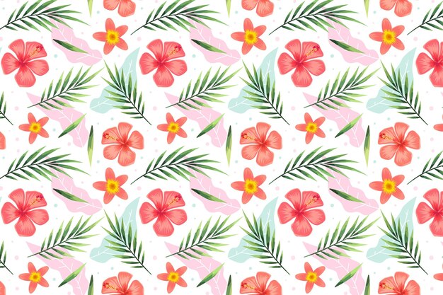 Summer pattern with tropical flowers