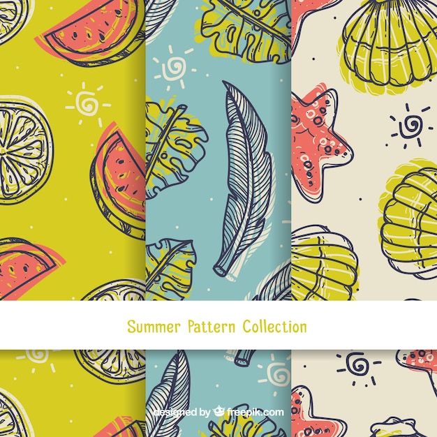 Summer patterns collection in vintage style