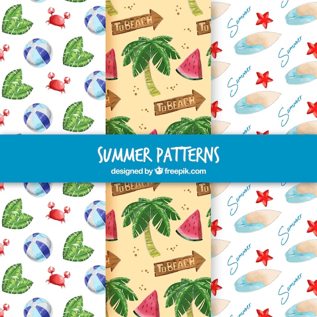 Summer patterns collection with beach elements