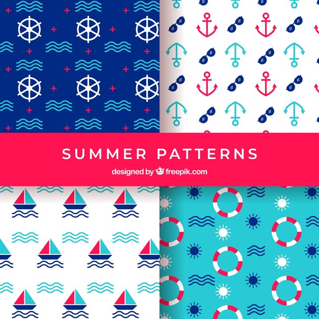 Summer patterns collection with beach elements