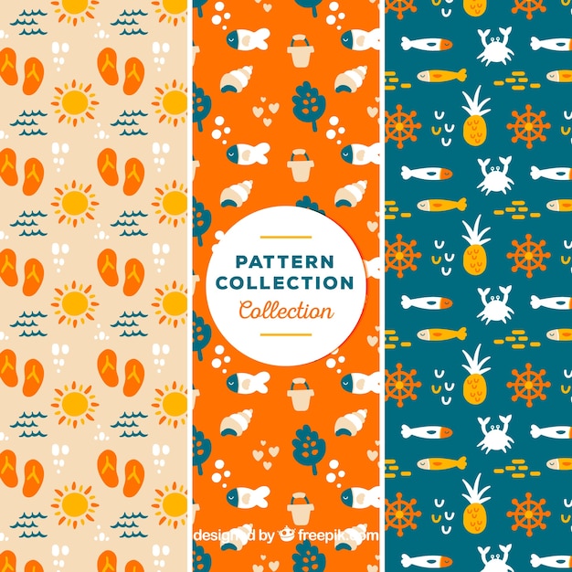 Summer patterns collection with beach elements