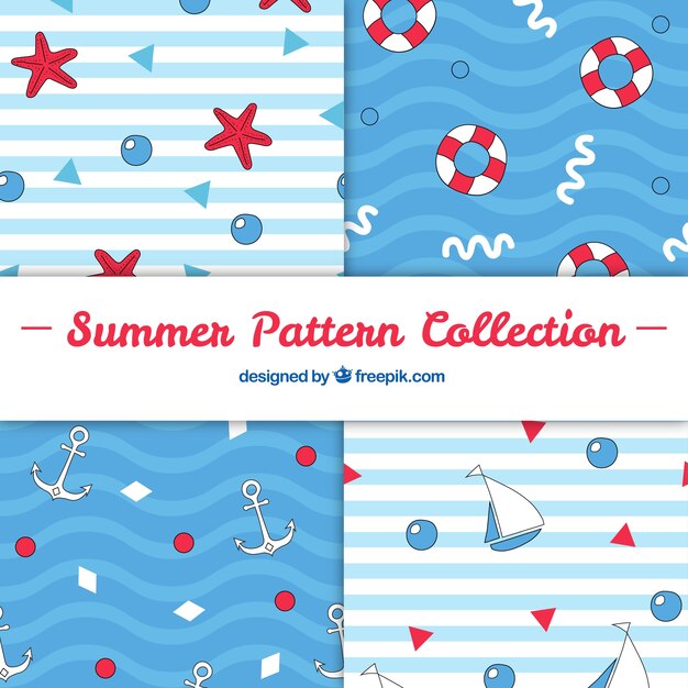 Summer patterns collection with beach elements