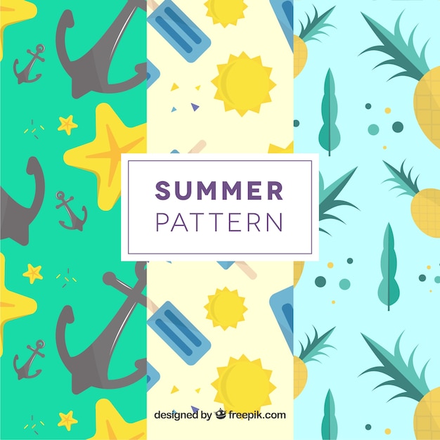summer patterns collection with beach elements