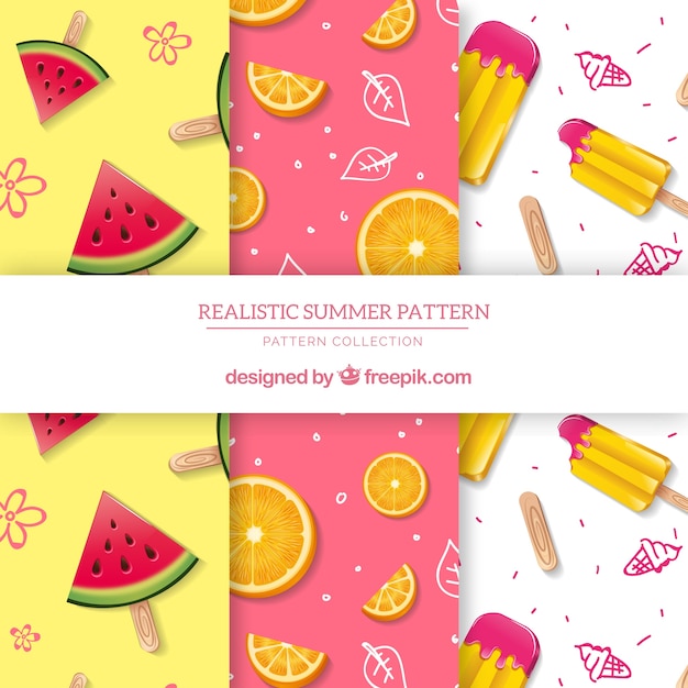 Summer patterns collection with flat elements