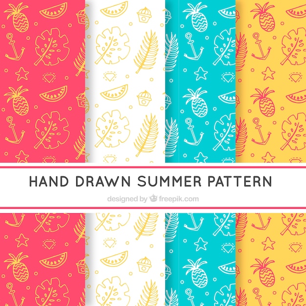 Summer patterns with drawings