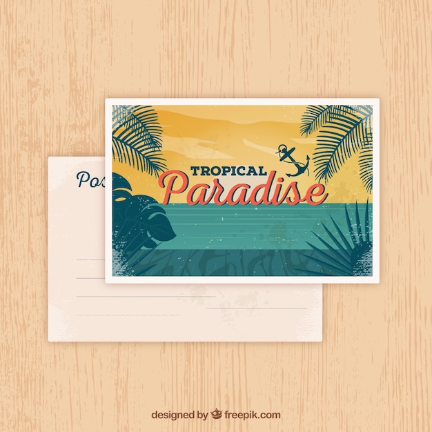 Free vector summer postcard in vintage style