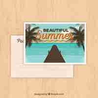 Free vector summer postcard in vintage style